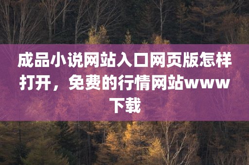 成品小说网站入口网页版怎样打开，免费的行情网站www下载