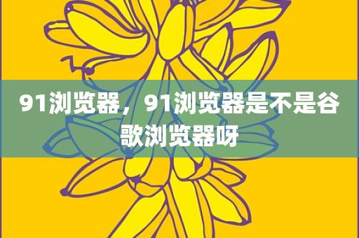 91浏览器，91浏览器是不是谷歌浏览器呀