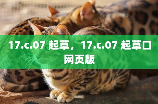 17.c.07 起草，17.c.07 起草口网页版