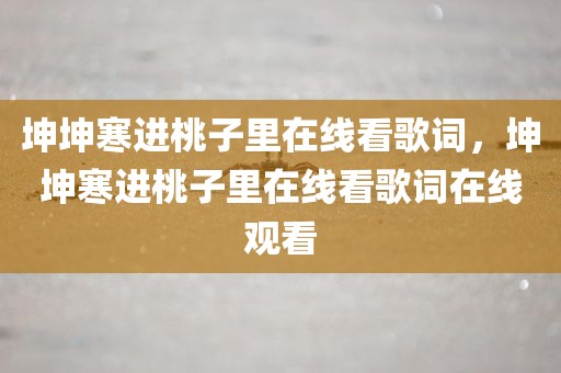 坤坤寒进桃子里在线看歌词，坤坤寒进桃子里在线看歌词在线观看