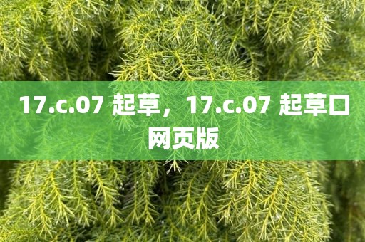 17.c.07 起草，17.c.07 起草口网页版