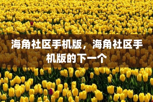 海角社区手机版，海角社区手机版的下一个