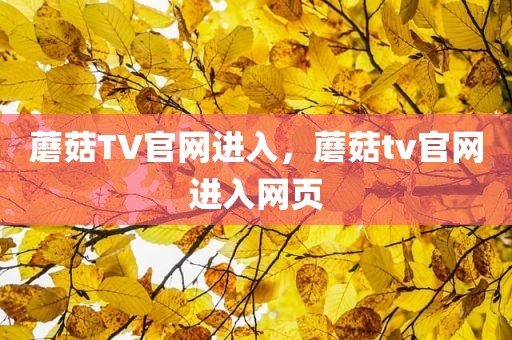 蘑菇TV官网进入，蘑菇tv官网进入网页