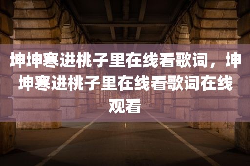 坤坤寒进桃子里在线看歌词，坤坤寒进桃子里在线看歌词在线观看