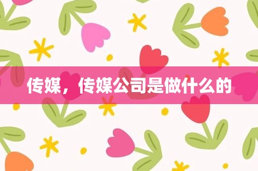 传媒，传媒公司是做什么的