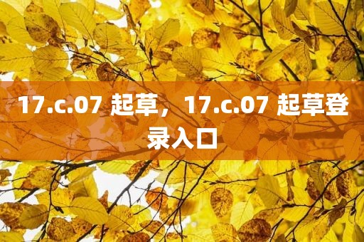 17.c.07 起草，17.c.07 起草登录入口