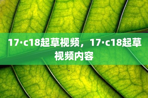17·c18起草视频，17·c18起草视频内容