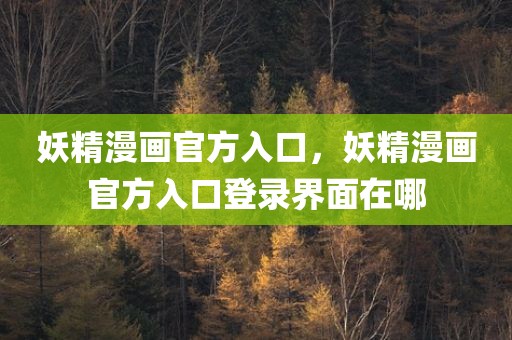 妖精漫画官方入口，妖精漫画官方入口登录界面在哪