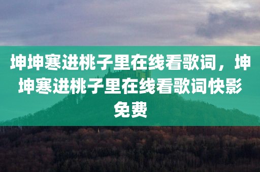 坤坤寒进桃子里在线看歌词，坤坤寒进桃子里在线看歌词快影免费