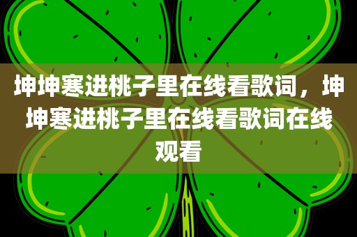坤坤寒进桃子里在线看歌词，坤坤寒进桃子里在线看歌词在线观看