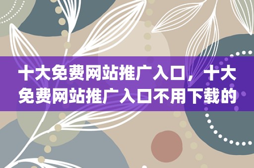 十大免费网站推广入口，十大免费网站推广入口不用下载的