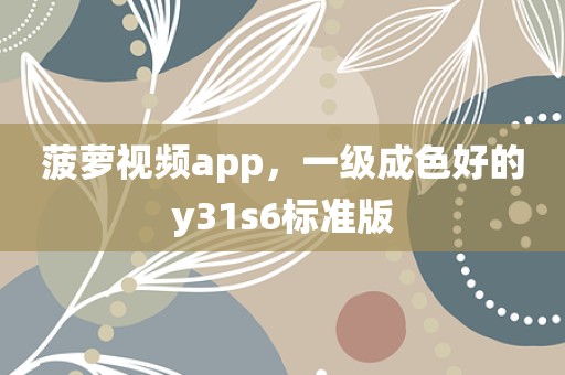 菠萝视频app，一级成色好的y31s6标准版