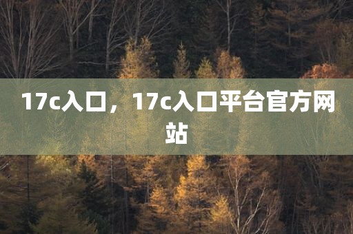 17c入口，17c入口平台官方网站