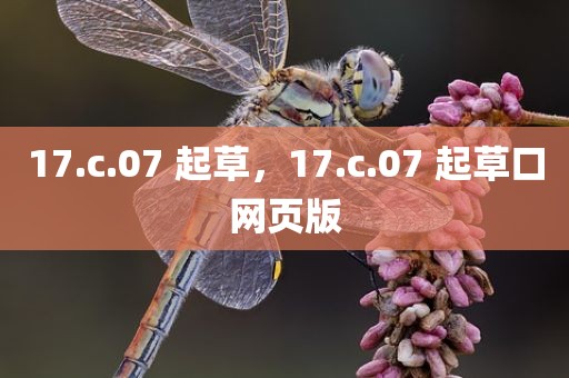 17.c.07 起草，17.c.07 起草口网页版
