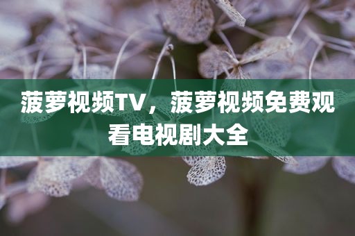 菠萝视频TV，菠萝视频免费观看电视剧大全