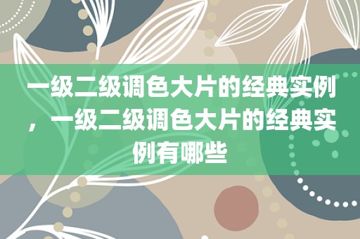 一级二级调色大片的经典实例，一级二级调色大片的经典实例有哪些