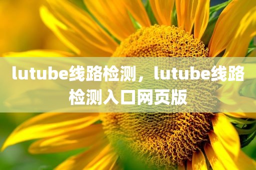 lutube线路检测，lutube线路检测入口网页版