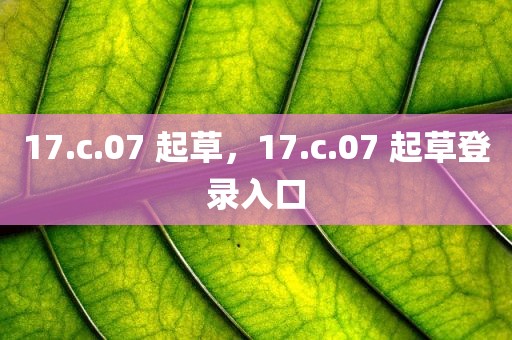 17.c.07 起草，17.c.07 起草登录入口