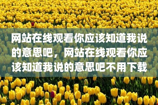 网站在线观看你应该知道我说的意思吧，网站在线观看你应该知道我说的意思吧不用下载