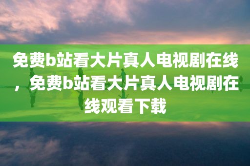 免费b站看大片真人电视剧在线，免费b站看大片真人电视剧在线观看下载