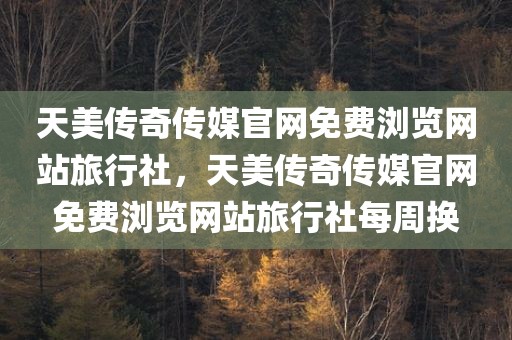 天美传奇传媒官网免费浏览网站旅行社，天美传奇传媒官网免费浏览网站旅行社每周换