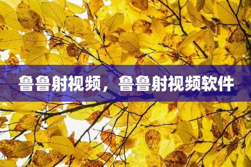 鲁鲁射视频，鲁鲁射视频软件