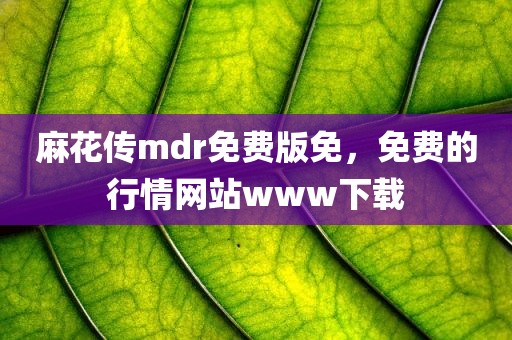 麻花传mdr免费版免，免费的行情网站www下载