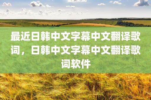 最近日韩中文字幕中文翻译歌词，日韩中文字幕中文翻译歌词软件
