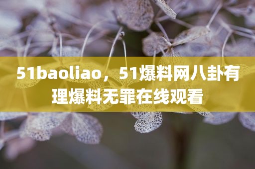 51baoliao，51爆料网八卦有理爆料无罪在线观看