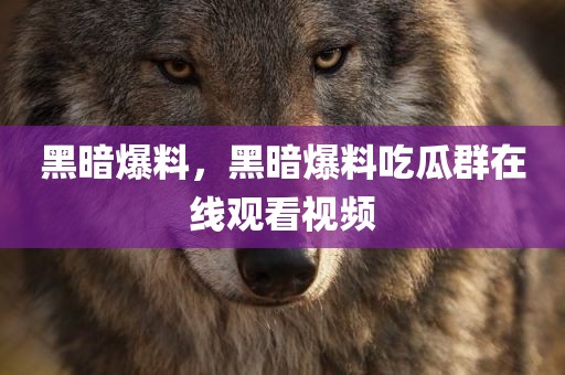 黑暗爆料，黑暗爆料吃瓜群在线观看视频