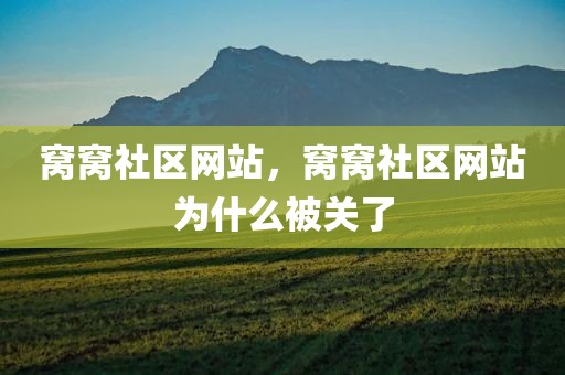 窝窝社区网站，窝窝社区网站为什么被关了