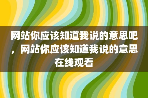 网站你应该知道我说的意思吧，网站你应该知道我说的意思在线观看