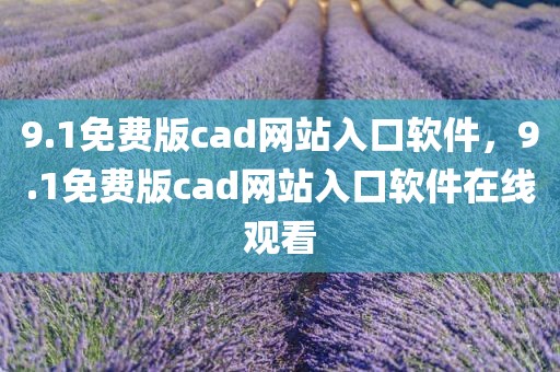 9.1免费版cad网站入口软件，9.1免费版cad网站入口软件在线观看