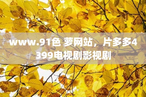www.91色 萝网站，片多多4399电视剧影视剧