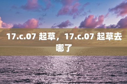 17.c.07 起草，17.c.07 起草去哪了