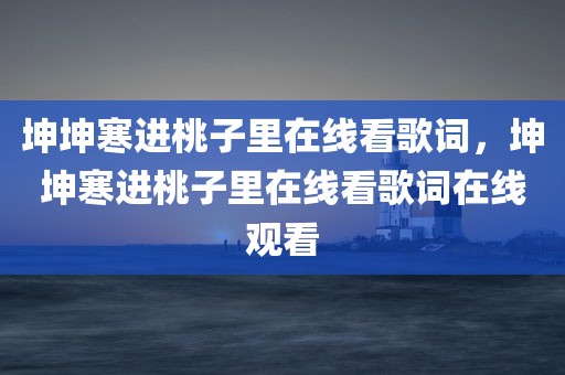 坤坤寒进桃子里在线看歌词，坤坤寒进桃子里在线看歌词在线观看