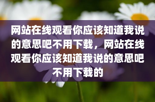 网站在线观看你应该知道我说的意思吧不用下载，网站在线观看你应该知道我说的意思吧不用下载的