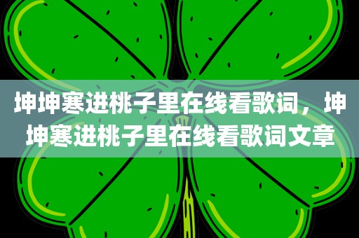 坤坤寒进桃子里在线看歌词，坤坤寒进桃子里在线看歌词文章