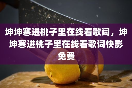 坤坤寒进桃子里在线看歌词，坤坤寒进桃子里在线看歌词快影免费