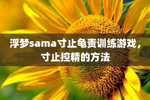 浮梦sama寸止龟责训练游戏，寸止控精的方法