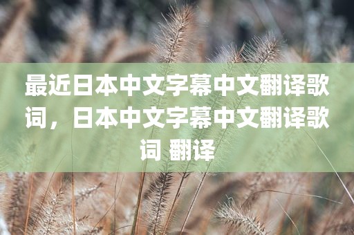 最近日本中文字幕中文翻译歌词，日本中文字幕中文翻译歌词 翻译