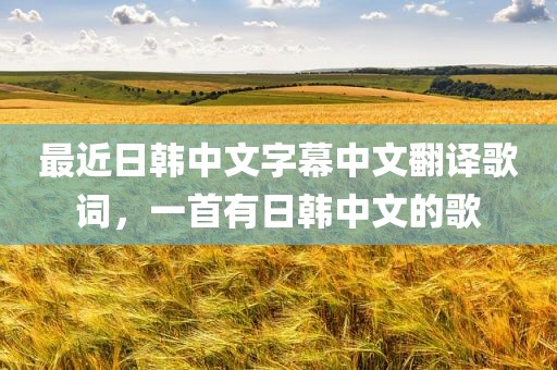 最近日韩中文字幕中文翻译歌词，一首有日韩中文的歌