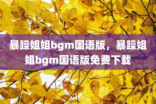 暴躁姐姐bgm国语版，暴躁姐姐bgm国语版免费下载