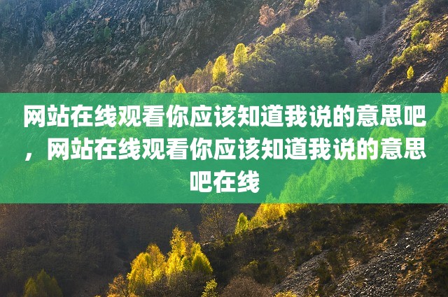 网站在线观看你应该知道我说的意思吧，网站在线观看你应该知道我说的意思吧在线