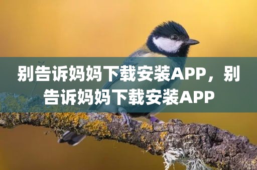 别告诉妈妈下载安装APP，别告诉妈妈下载安装APP