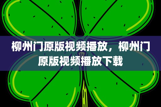 柳州门原版视频播放，柳州门原版视频播放下载