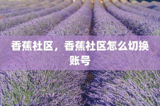 香蕉社区，香蕉社区怎么切换账号