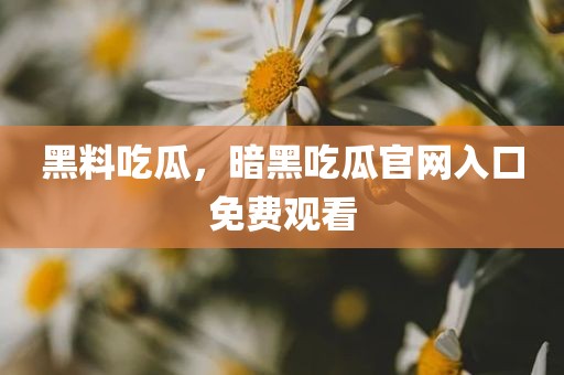 黑料吃瓜，暗黑吃瓜官网入口免费观看