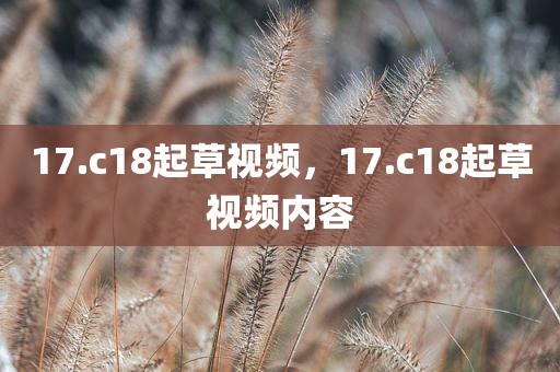17.c18起草视频，17.c18起草视频内容