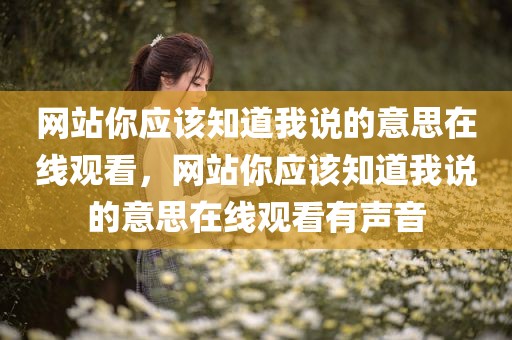 网站你应该知道我说的意思在线观看，网站你应该知道我说的意思在线观看有声音